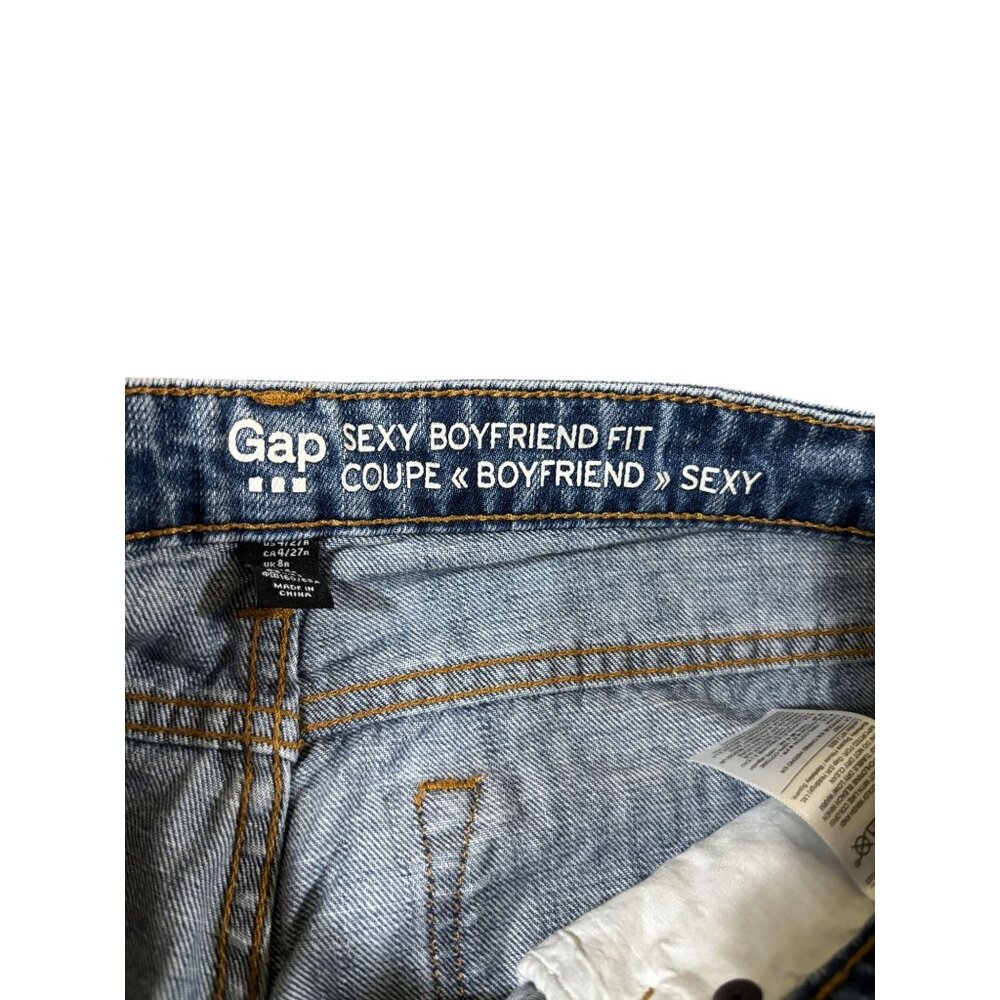 Gap 4/27 Sexy Boyfriend Ripped Distressed Cuffed Denim Jeans - Picture 6 of 9